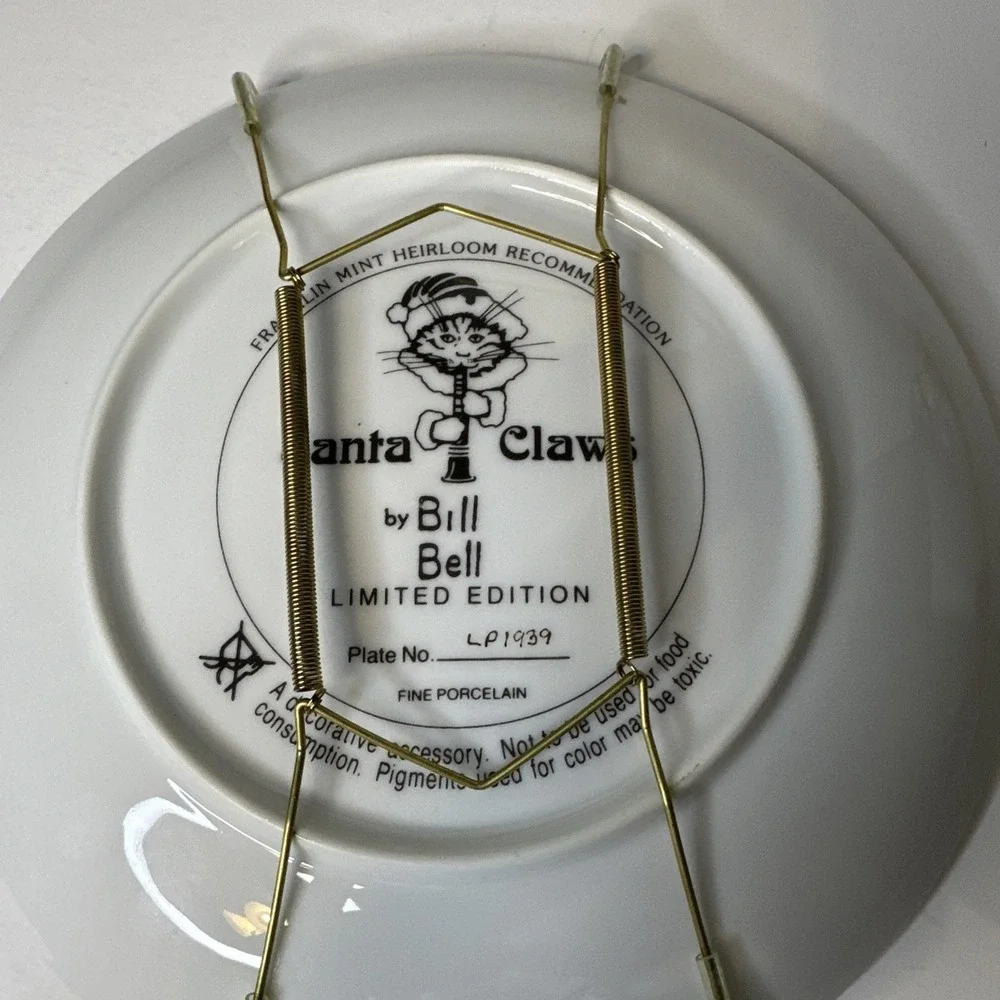 Bill Bell Santa Claws Cats Christmas Plate Franklin Mint Ltd Ed 8